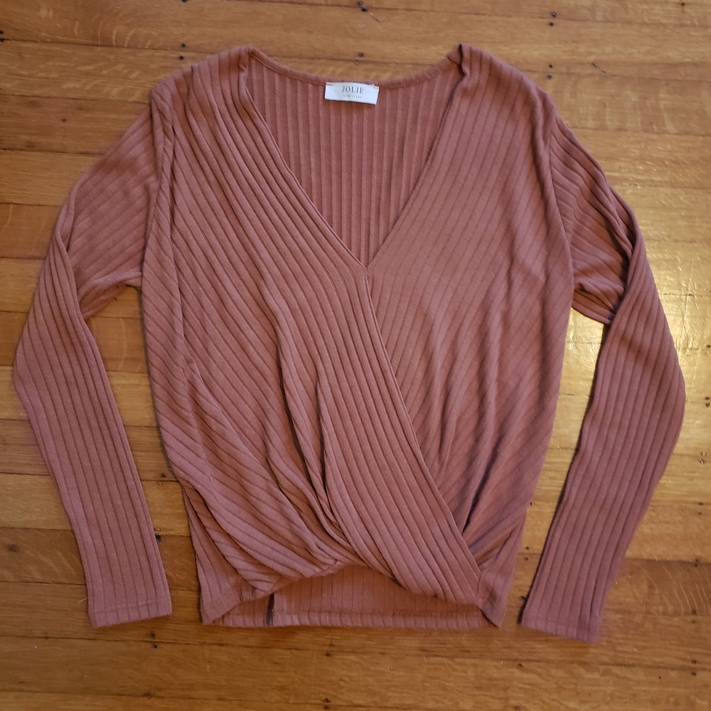Orange Ribbed Jolie Long Sleeve Shirt